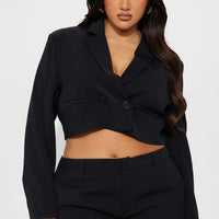 Hold The Thought Cropped Blazer - Black
