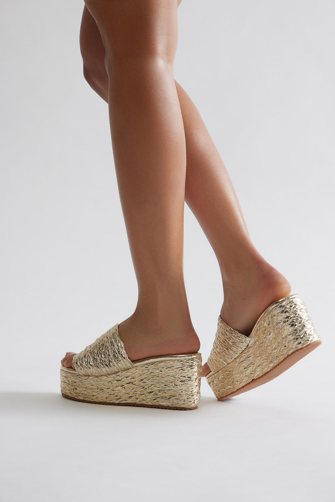 Amby Jute Platform Wedges - Gold