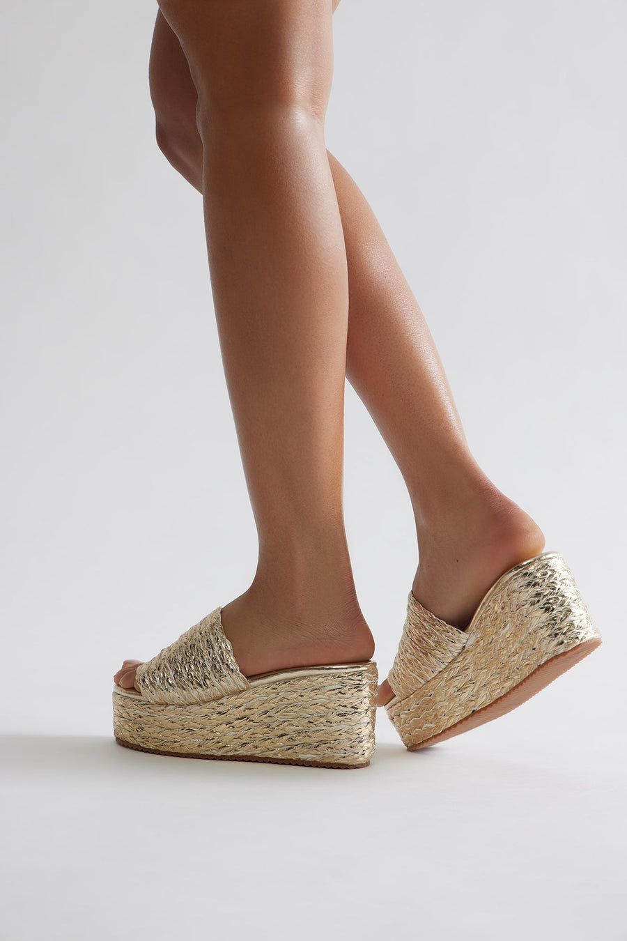 Amby Jute Platform Wedges - Gold
