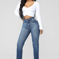 Burning Love High Rise Mom Jeans - Medium Blue Wash