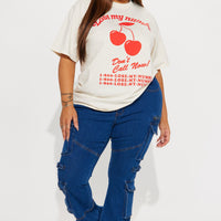 Warning You Mid Rise Stretch Flare Cargo Jean - Dark Wash