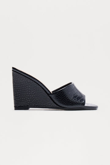 Bindi Croc 3″ Wedges - Black
