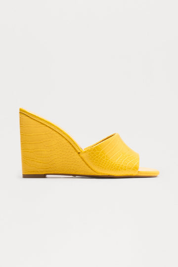 Bindi Croc 3″ Wedges - Yellow