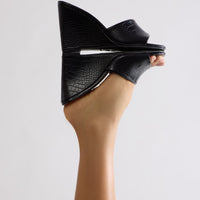 Bindi Croc 3″ Wedges - Black