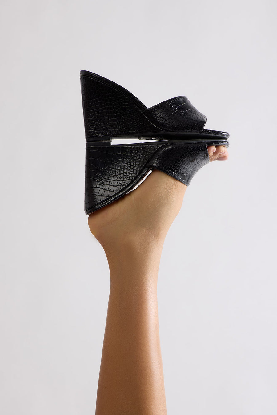 Bindi Croc 3″ Wedges - Black