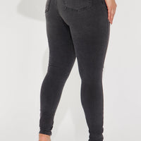 Stretch Curvy Ripped Skinny Jean - Black