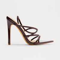 Ayala Patent Slingback Heels - Chocolate