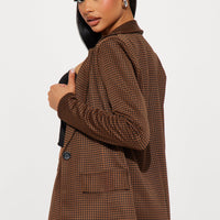 Nessa Houndstooth Blazer - Camel/combo