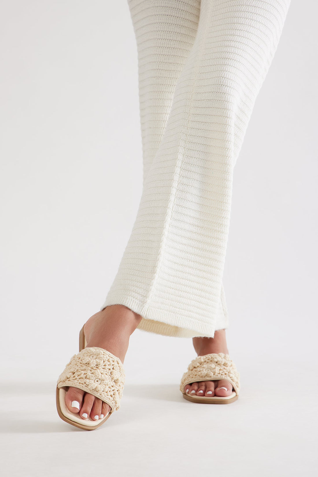 Aries Crochet Sandals - Beige