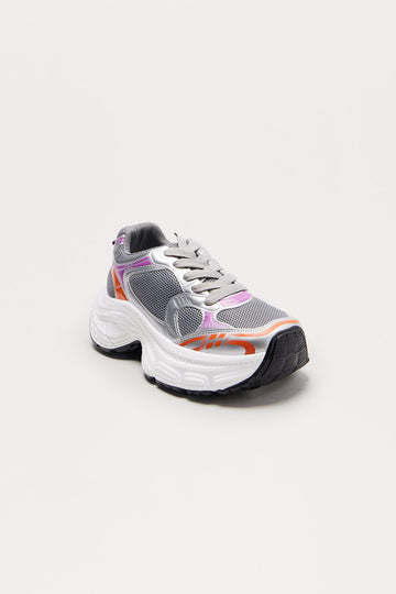 Beckham Lace Up Sneakers - Grey/combo