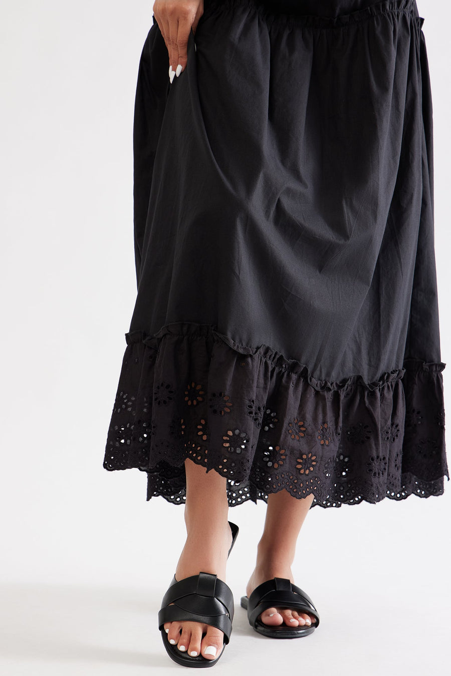 Antonia Slip On Sandals - Black