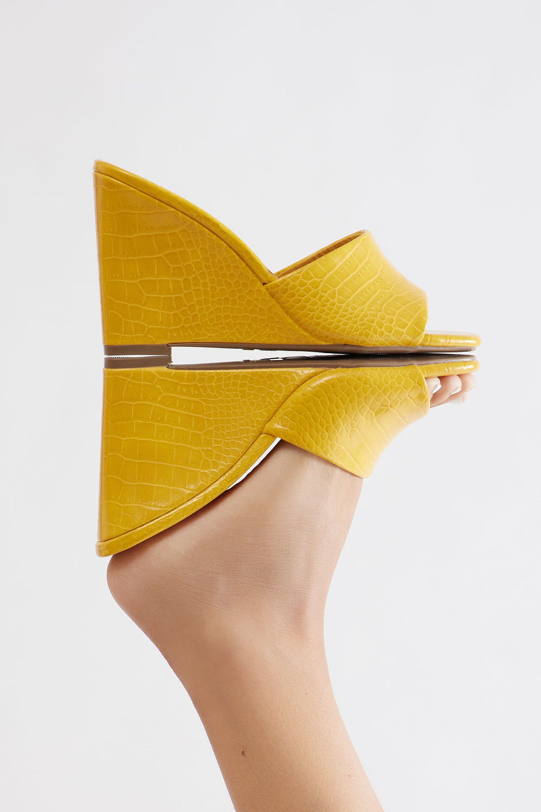 Bindi Croc 3″ Wedges - Yellow