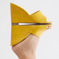 Bindi Croc 3″ Wedges - Yellow