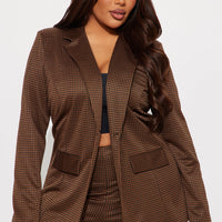 Nessa Houndstooth Blazer - Camel/combo