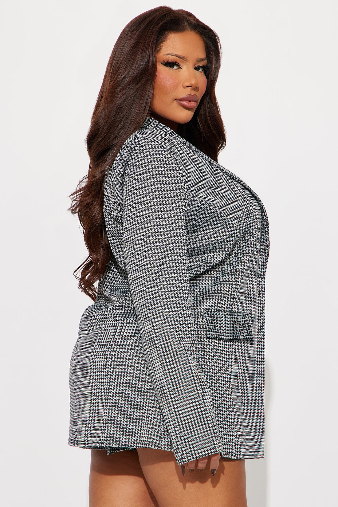 Nessa Houndstooth Blazer - Grey/combo