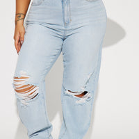 Only One Non Stretch Ripped Straight Leg Jean - Light Wash