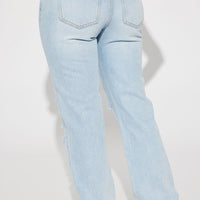 Only One Non Stretch Ripped Straight Leg Jean - Light Wash