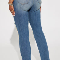 Let It Be Stretch Straight Leg Jeans - Medium Wash