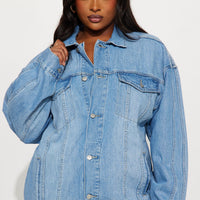 Maliyah Oversized Denim Jacket - Medium Wash