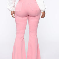 Mystery Solved Extreme Bell Bottom Jeans - Blush
