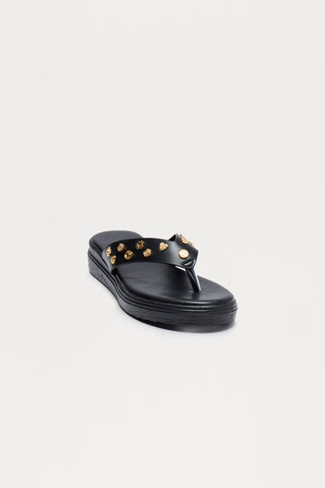Amina Studded Flip Flop - Black