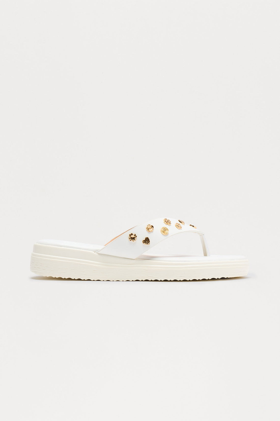Amina Studded Flip Flop - White