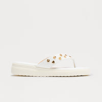 Amina Studded Flip Flop - White