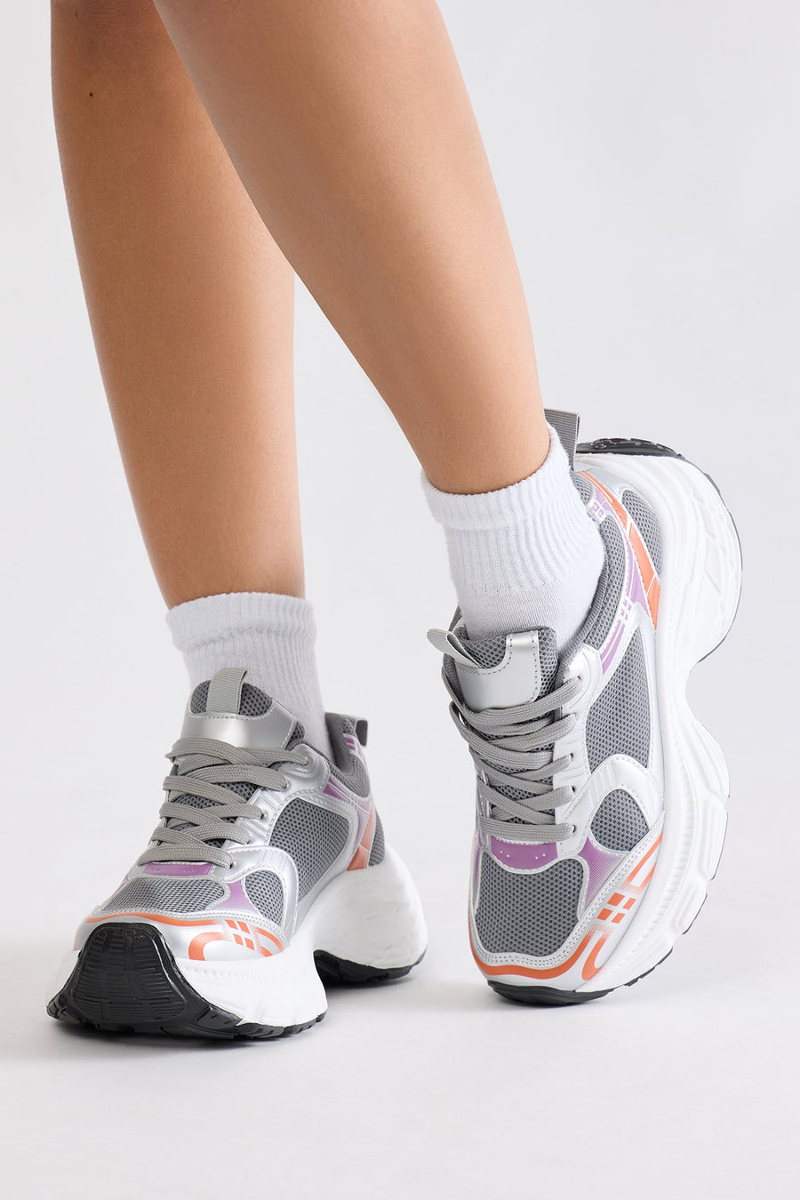 Beckham Lace Up Sneakers - Grey/combo