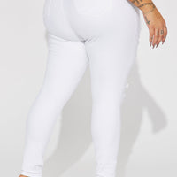 Let's Hit It Ripped Stretch Skinny Jeans - White