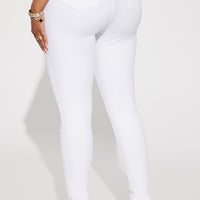 Let's Hit It Ripped Stretch Skinny Jeans - White