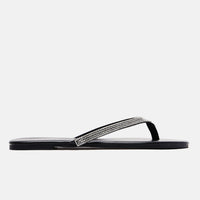 Alina Rhinestone Flip Flops - Black