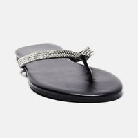 Alina Rhinestone Flip Flops - Black