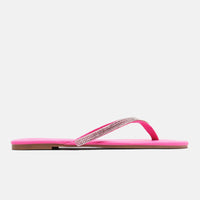 Alina Rhinestone Flip Flops - Hot Pink