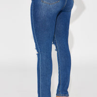Lots Of Love Ripped Skinny Jeans - Dark Wash