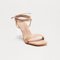 Arti Clear Block Wrap Up Heels - Nude