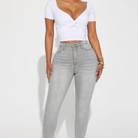 Madrid Booty Lifting High Rise Stretch Skinny Jeans - Grey