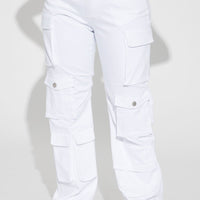 Fairfax High Rise Stretch Cargo Jeans - White