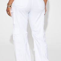 Fairfax High Rise Stretch Cargo Jeans - White