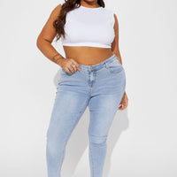 Malia Mid Rise Stretch Skinny Jeans - Light Wash