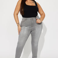 Madrid Booty Lifting High Rise Stretch Skinny Jeans - Grey