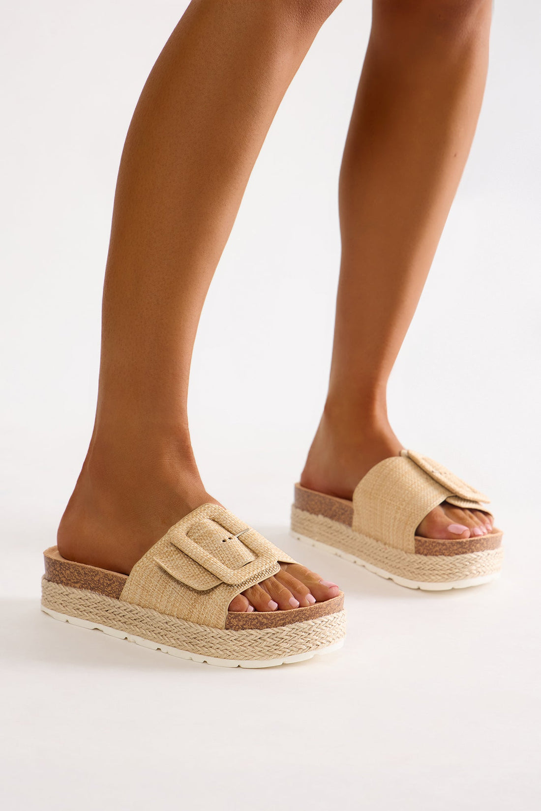 Beachcomber Raffia Buckle Sandals - Natural