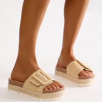 Beachcomber Raffia Buckle Sandals - Natural