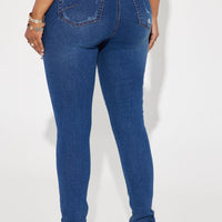 Bedford Booty Sculpting Ripped High Rise Stretch Skinny Jeans - Dark Wash