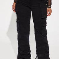 No Matter What Stretch Straight Leg Cargo Jean - Black