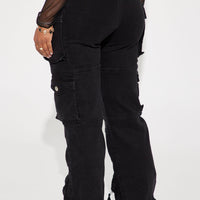 No Matter What Stretch Straight Leg Cargo Jean - Black