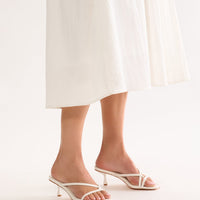 Bambi Sqaure Toe Mules - White