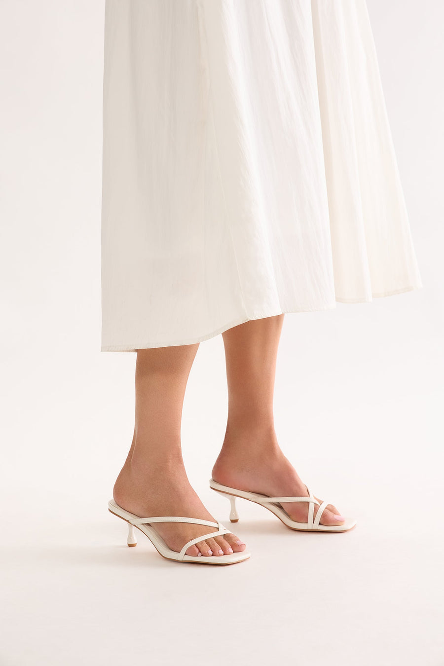 Bambi Sqaure Toe Mules - White