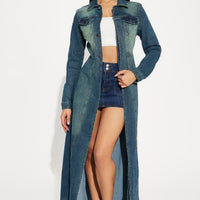 Follow My Lead Denim Trench - Dark Wash
