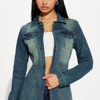 Follow My Lead Denim Trench - Dark Wash