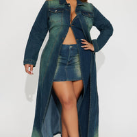 Follow My Lead Denim Trench - Dark Wash